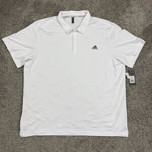 Adidas Golf Mens Polo Small Solid White Black Logo Short Sleeve UPF 50 Mens 3XL